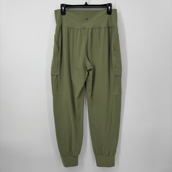 Athleta Salutation Cargo Jogger Pants Womens Large Green Yoga Athleisure - Picture 2 of 11